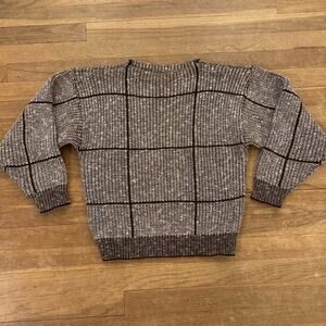 Jason Maxwell brown tan cream mockneck long sleeve knit sweater size XS
b50